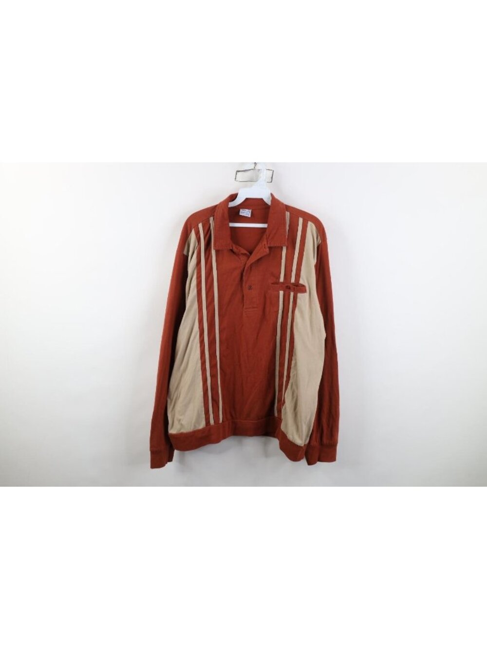 Vtg 90s Streetwear Mens XL Faded Striped Color Block Pullover Long Sleeve Polo